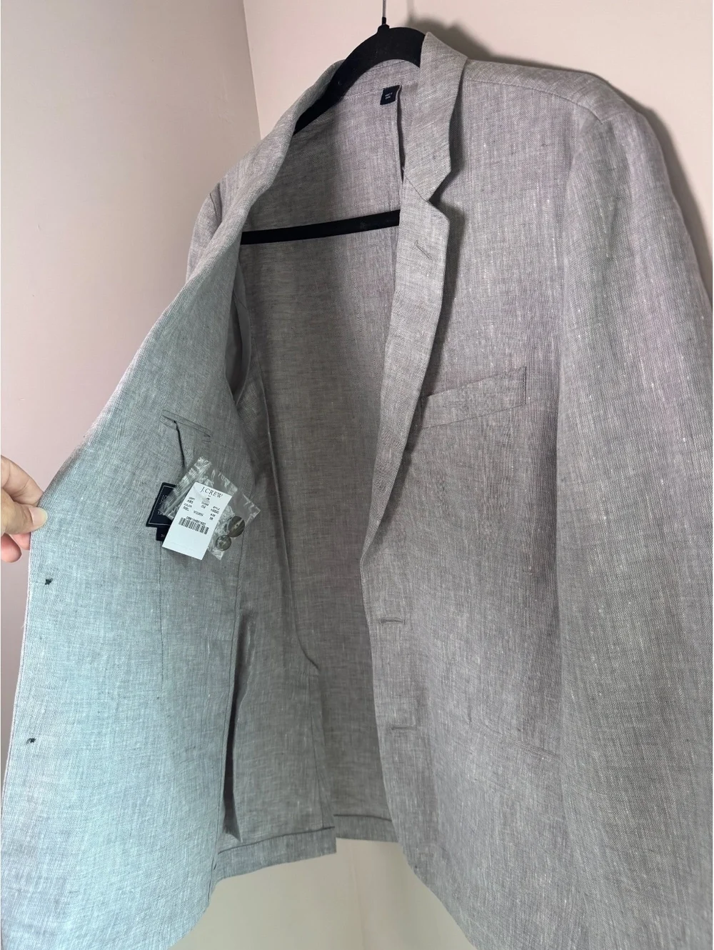 J.Crew Thompson Men's Light Gray 100% Linen Blazer, Size 38 - NWT